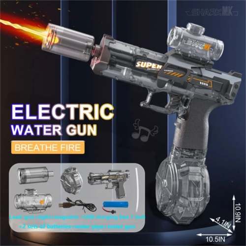 Electric water gun with nozzle flame muzzle automatic spray gun remote