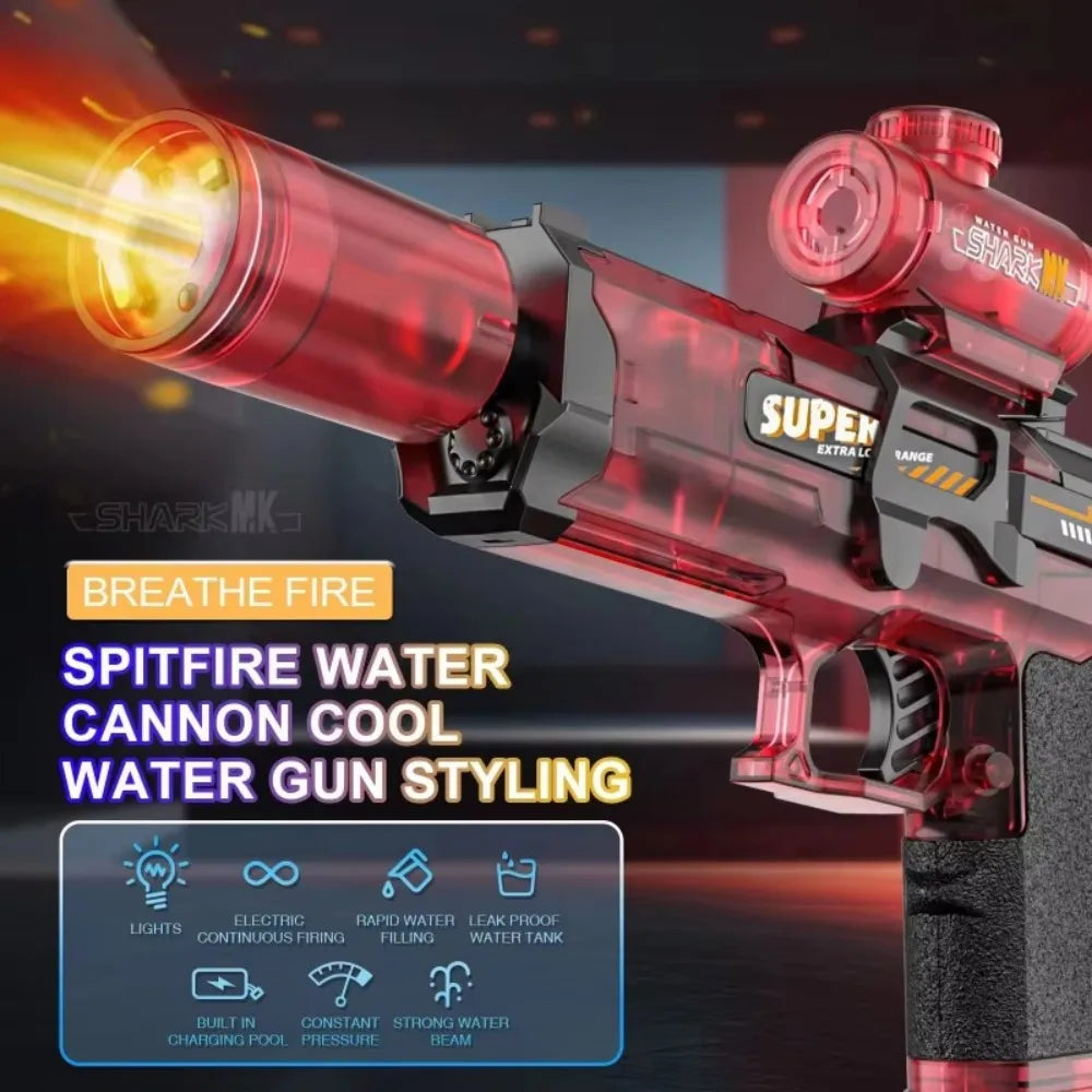 Electric water gun with nozzle flame muzzle automatic spray gun remote
