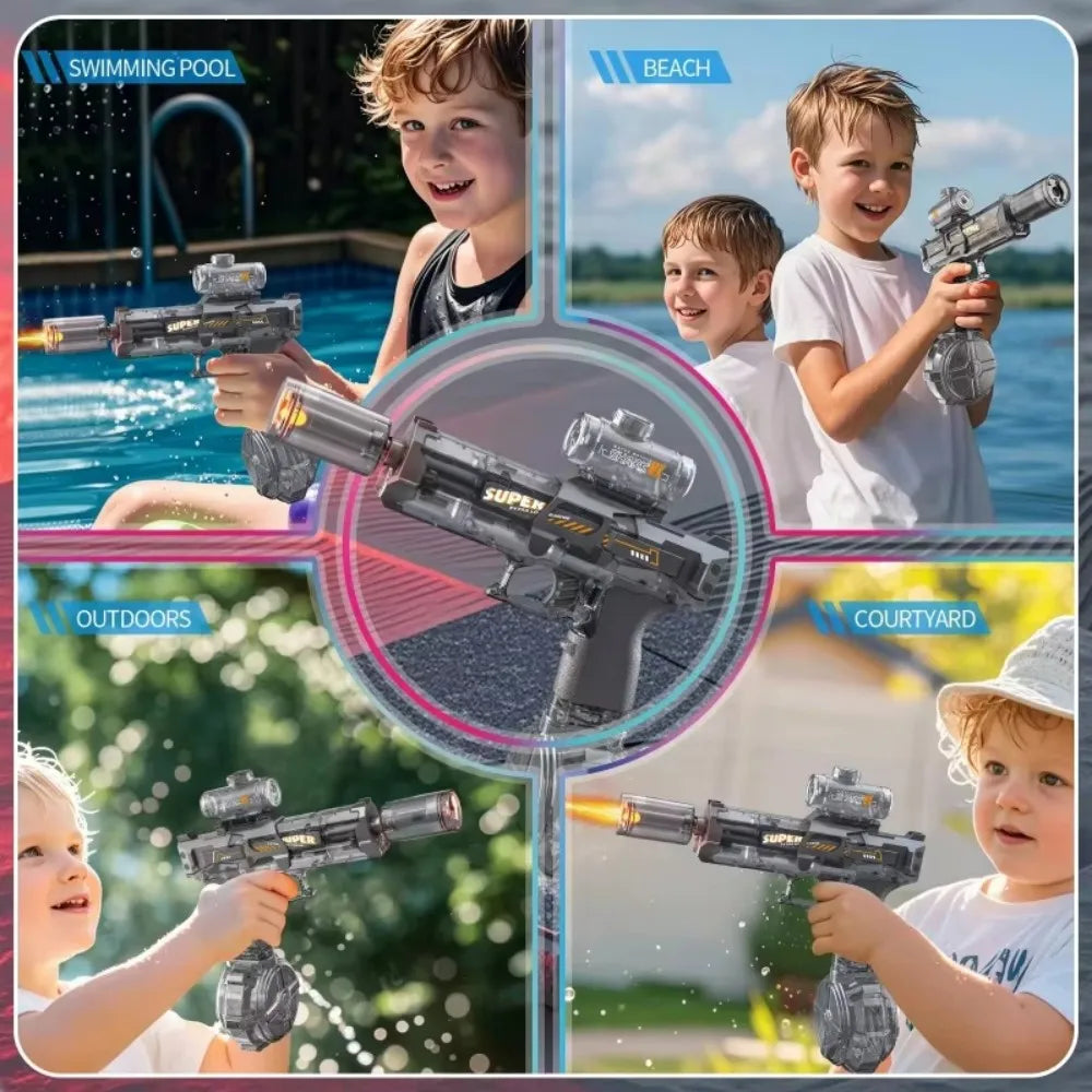 Electric water gun with nozzle flame muzzle automatic spray gun remote