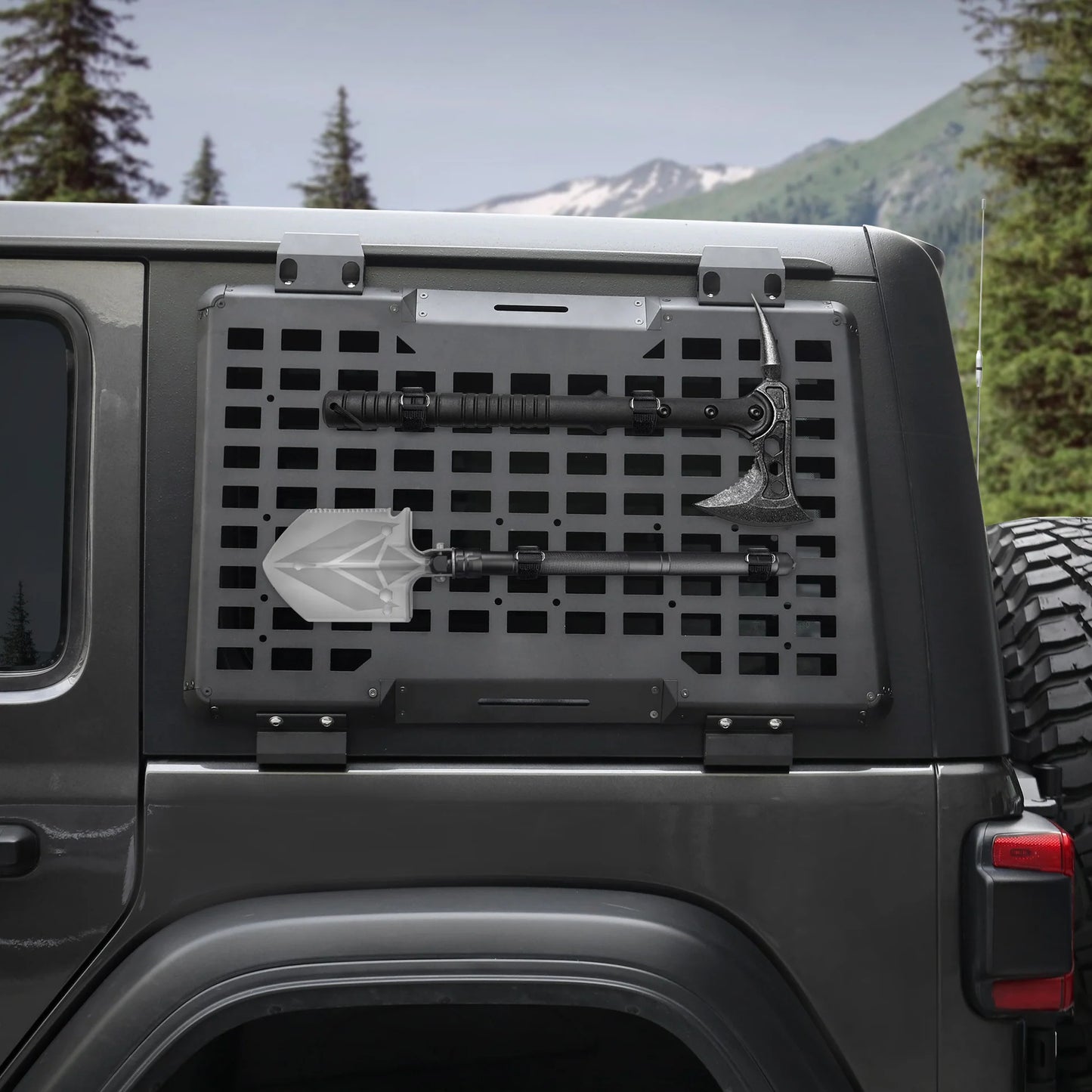 Rear Window Molle Panel System for 2018-2024 Jeep Wrangler JL 4Doors - Modular Storage and Protective Decoration