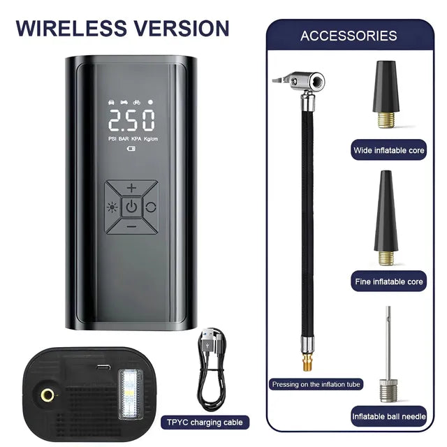 6000mAh Portable Car Air Compressor 12V 150PSI Electric Cordless Tire Inflator Pump for Motorcycle Bicycle Boat AUTO Tyre Balls