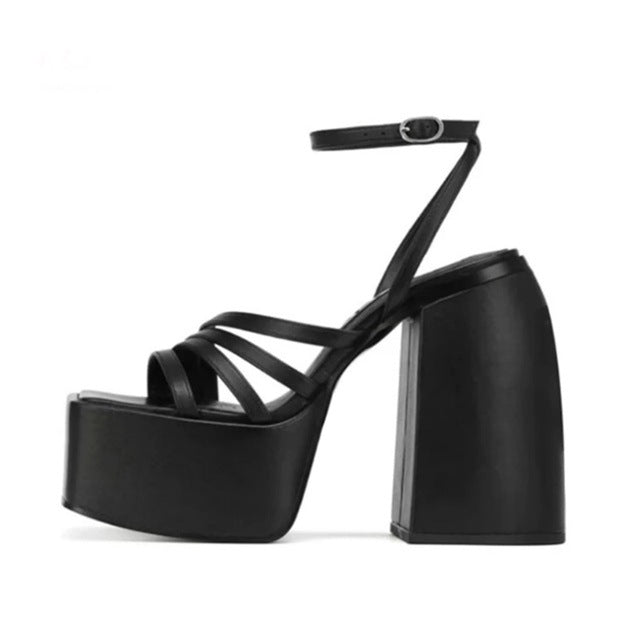 Spring New Thickened Water Platform Thick Heel Slippers Braided Sexy Strappy Sandals