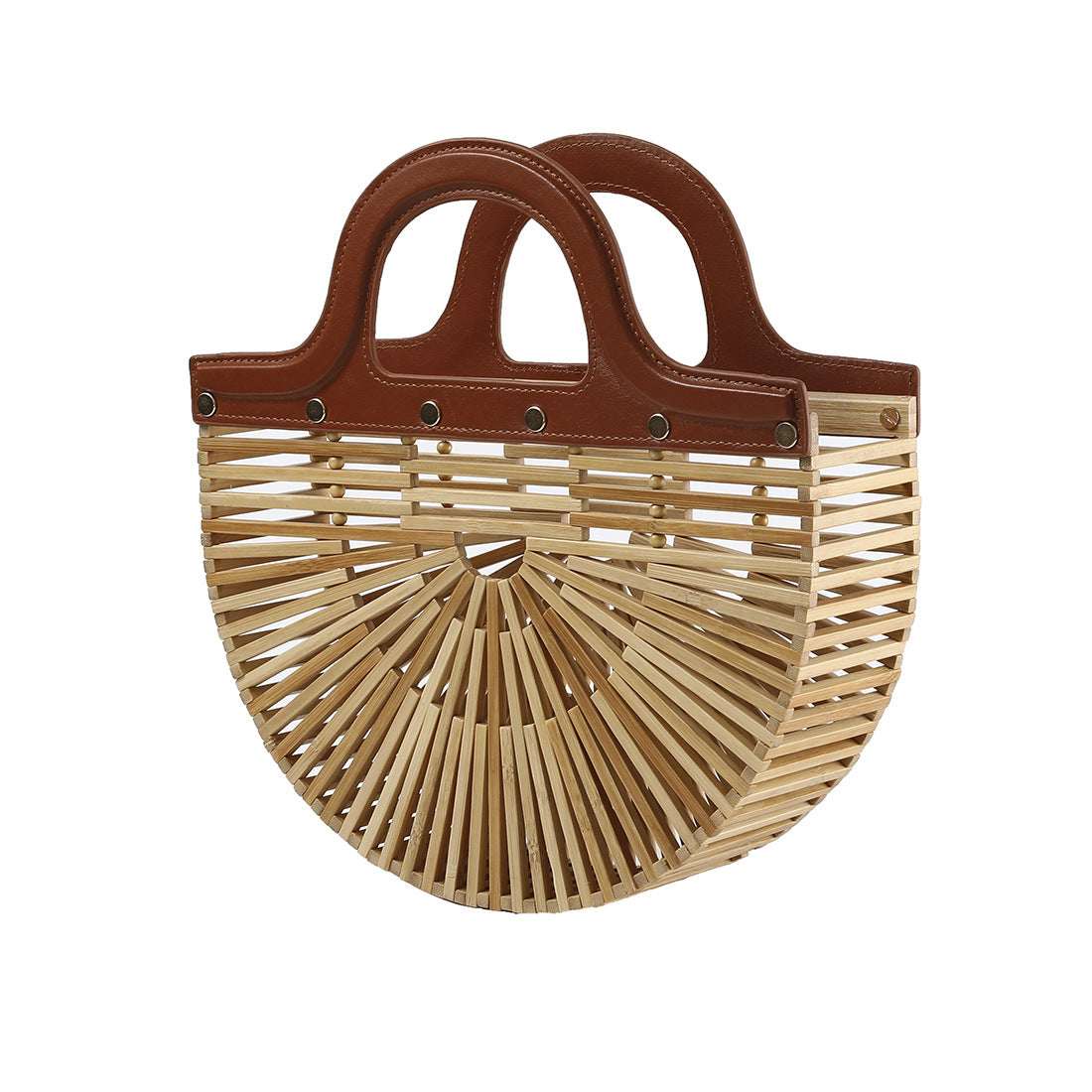 Handheld women Handheld women's bag, bamboo woven grass woven bag, hollow woven bag, bamboo beach bag, bamboo bag