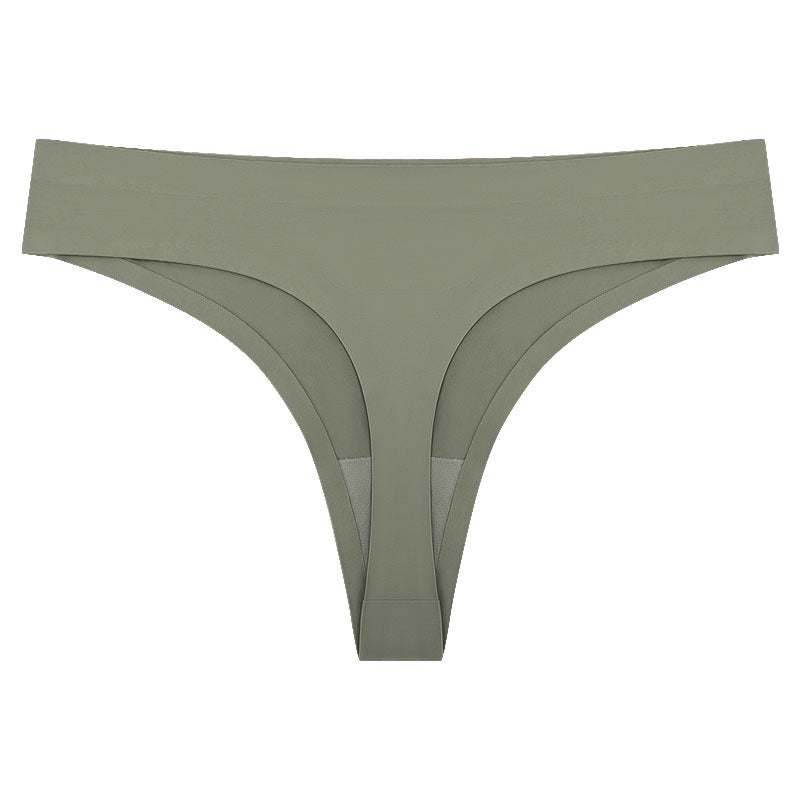 Women's T-back One-piece Seamless Low-waist Sexy Ice Silk T-pants Pure Cotton Bottom Crotch T-back Panties