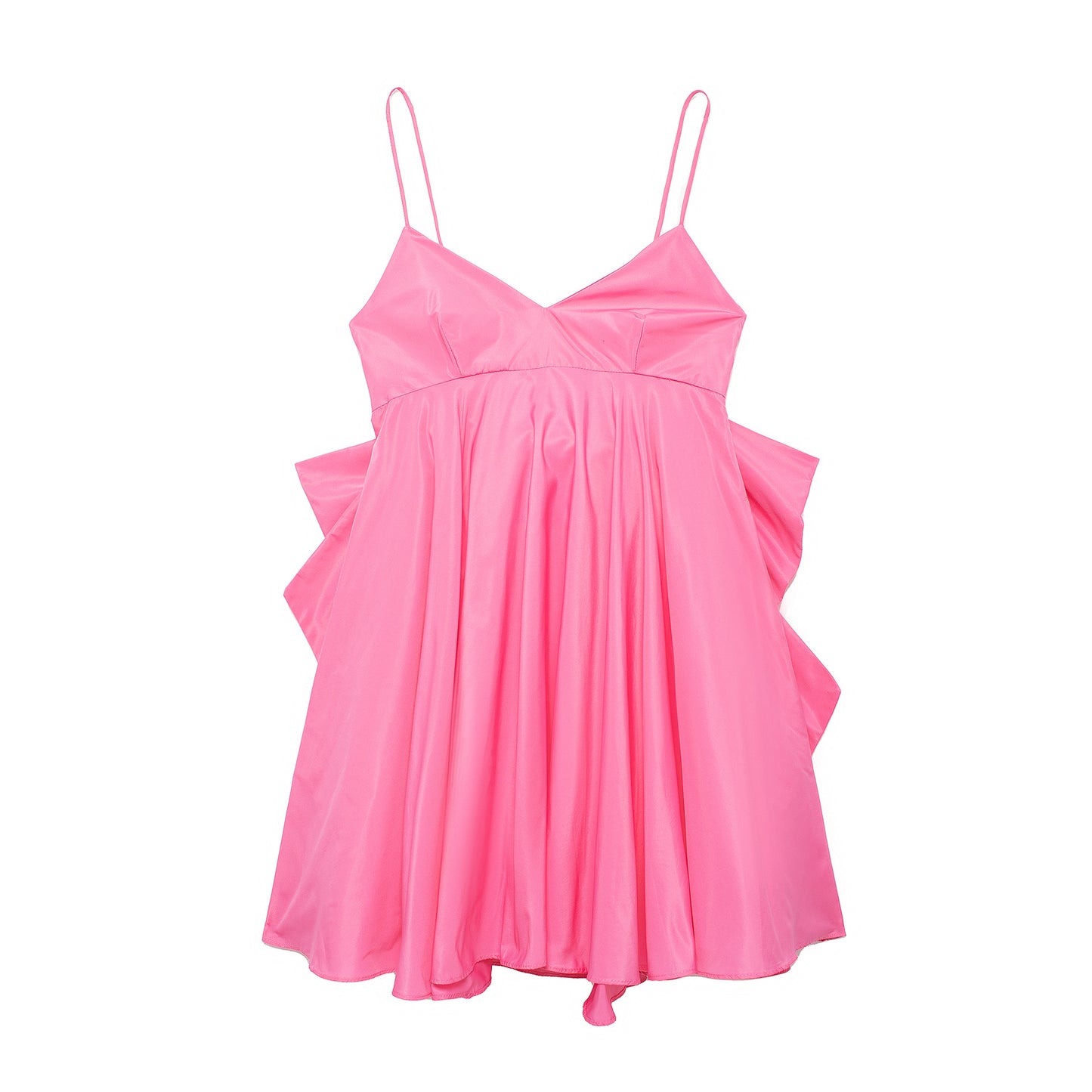 Summer new bow embellished taffeta suspender dress