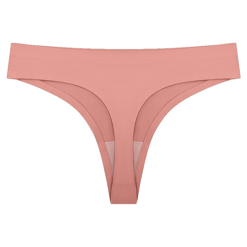 Women's T-back One-piece Seamless Low-waist Sexy Ice Silk T-pants Pure Cotton Bottom Crotch T-back Panties