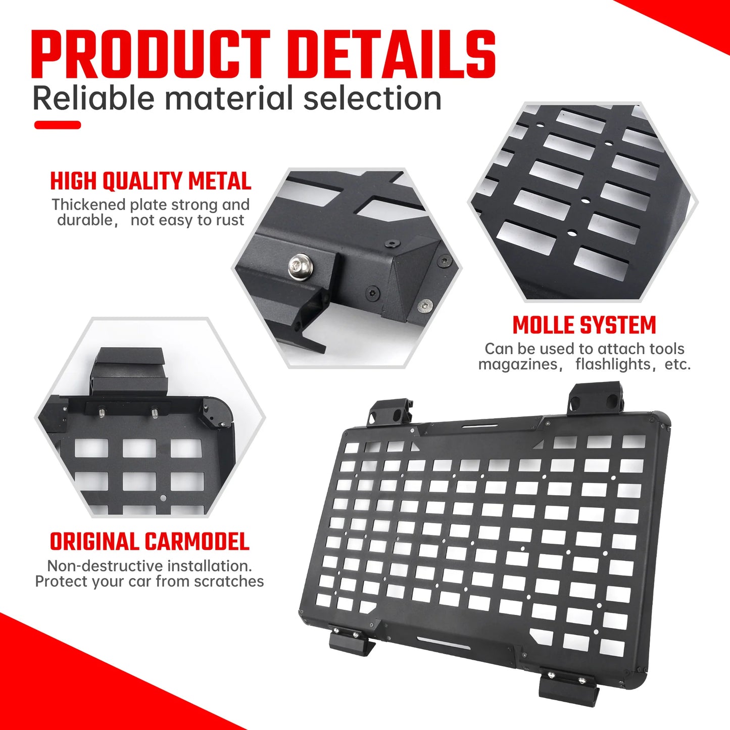 Rear Window Molle Panel System for 2018-2024 Jeep Wrangler JL 4Doors - Modular Storage and Protective Decoration