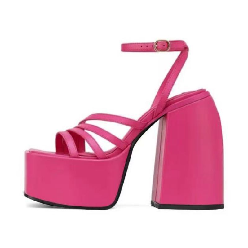 Spring New Thickened Water Platform Thick Heel Slippers Braided Sexy Strappy Sandals