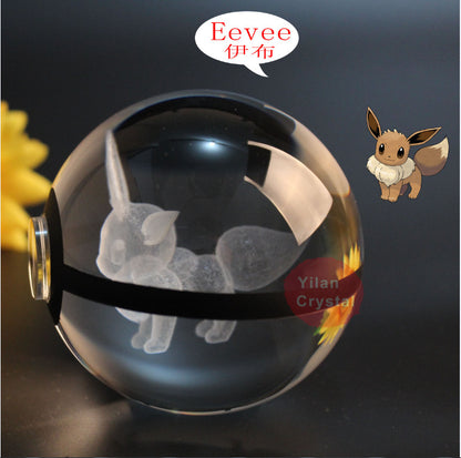 Pokemon Crystal Ball 3D Pikachu Gengar Mew Mewtwo Lamp Base Pokeball Crystal Pokemon Glass Ball Figure Night Light Birthday Gift