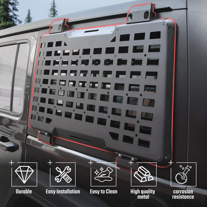 Rear Window Molle Panel System for 2018-2024 Jeep Wrangler JL 4Doors - Modular Storage and Protective Decoration