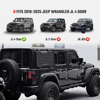 Rear Window Molle Panel System for 2018-2024 Jeep Wrangler JL 4Doors - Modular Storage and Protective Decoration