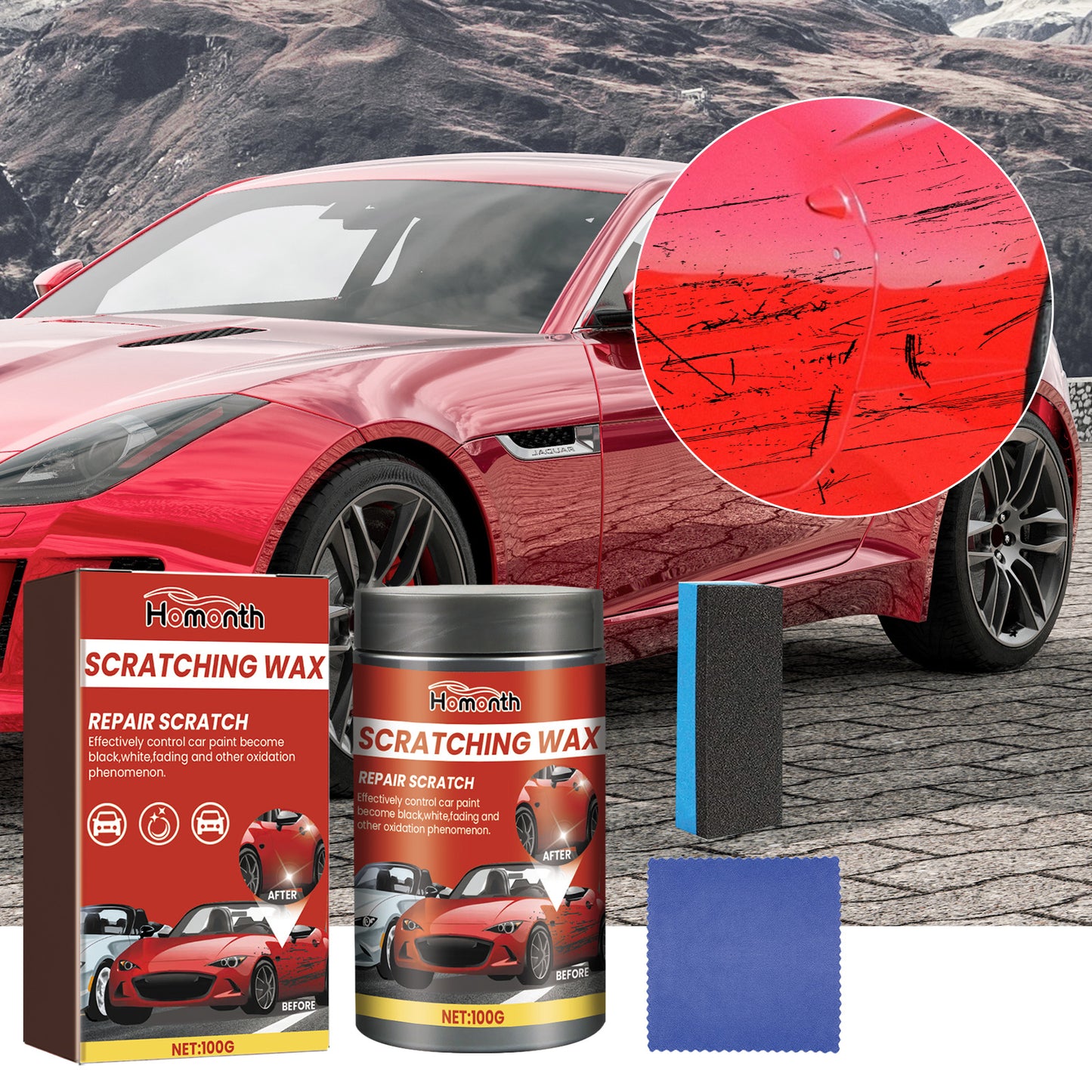 Car Paint Scratch Remover, Car Paint Scratch Repair Cleaning Cloth Scratch Maintenance Agent