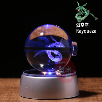 Pokemon Crystal Ball 3D Pikachu Gengar Mew Mewtwo Lamp Base Pokeball Crystal Pokemon Glass Ball Figure Night Light Birthday Gift