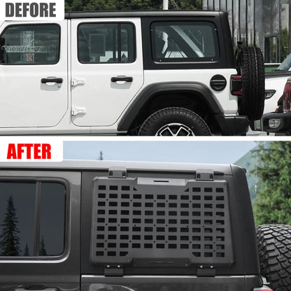 Rear Window Molle Panel System for 2018-2024 Jeep Wrangler JL 4Doors - Modular Storage and Protective Decoration