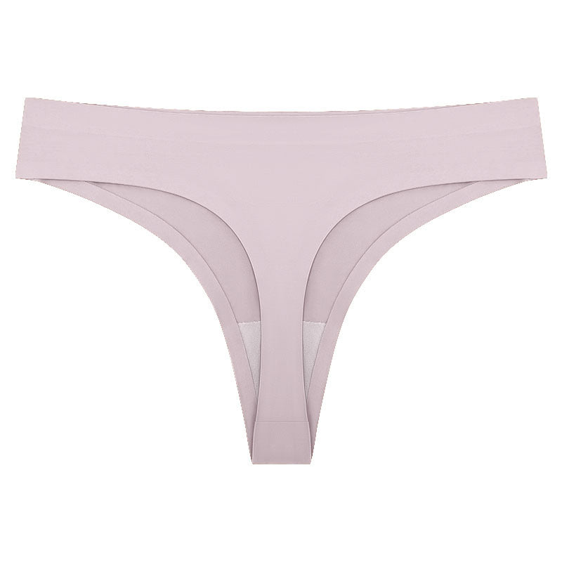 Women's T-back One-piece Seamless Low-waist Sexy Ice Silk T-pants Pure Cotton Bottom Crotch T-back Panties