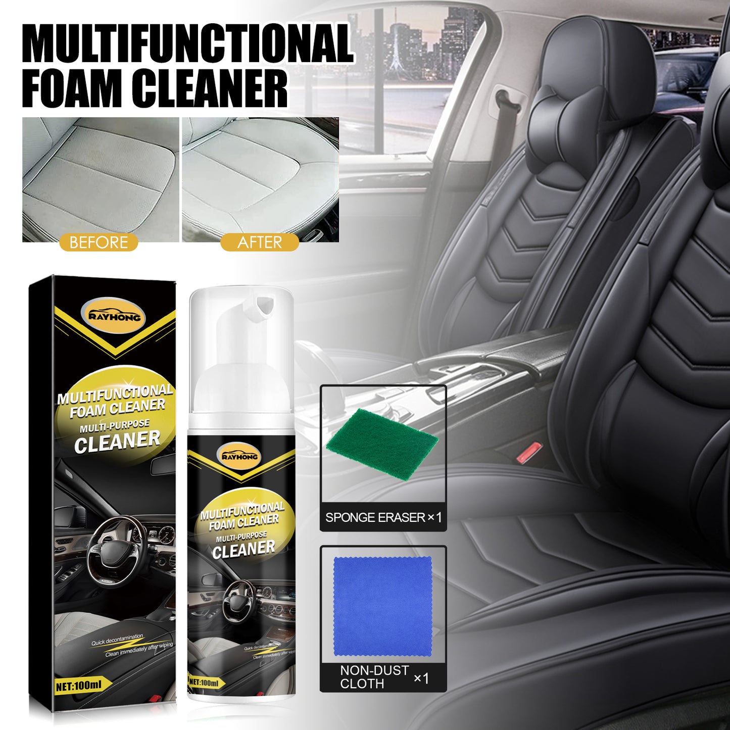 Car Interior Cleaner, Interior Instrument Panel Cleaning Maintenance Polishing Refurbished Multi-Functional Cleaner