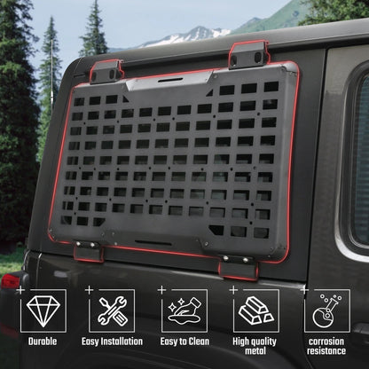 Rear Window Molle Panel System for 2018-2024 Jeep Wrangler JL 4Doors - Modular Storage and Protective Decoration