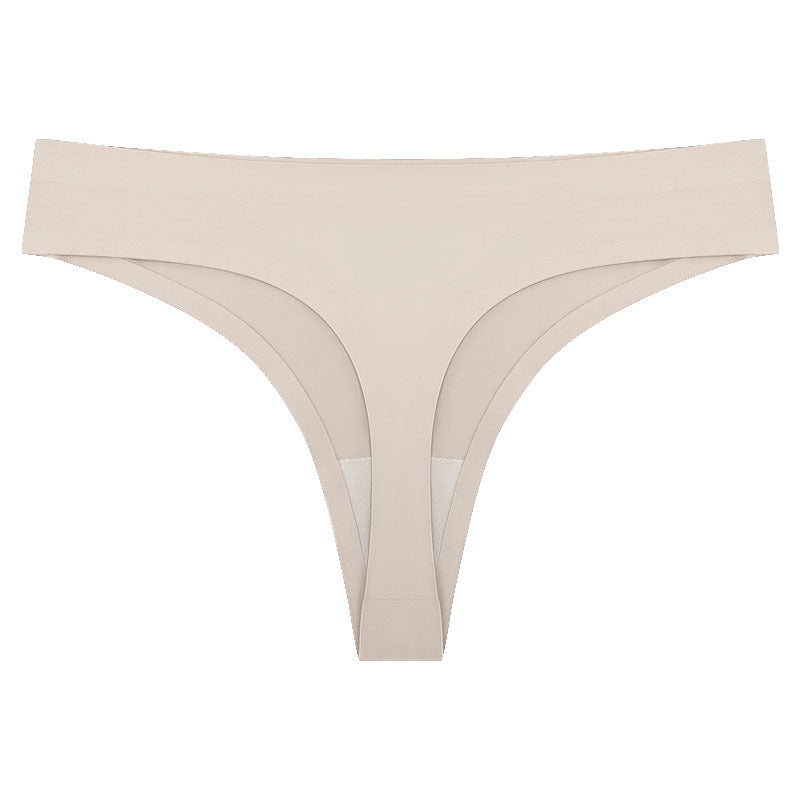 Women's T-back One-piece Seamless Low-waist Sexy Ice Silk T-pants Pure Cotton Bottom Crotch T-back Panties