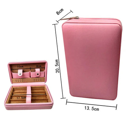Carved version cigar box portable cedar wood cigar moisturizing box cowhide cigar box storage box Gaoxiba