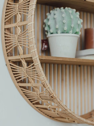 Weaving layer shelf storage rack background wall storage display shelf Bohemian style storage rack