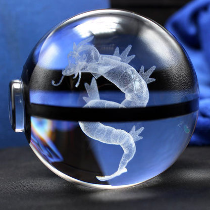 Pokemon Crystal Ball 3D Pikachu Gengar Mew Mewtwo Lamp Base Pokeball Crystal Pokemon Glass Ball Figure Night Light Birthday Gift