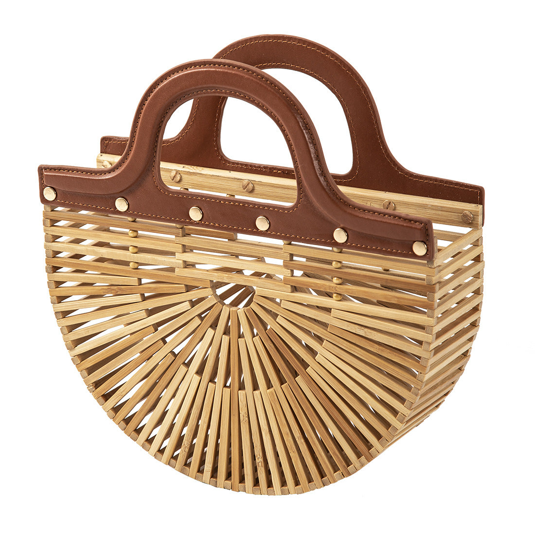 Handheld women Handheld women's bag, bamboo woven grass woven bag, hollow woven bag, bamboo beach bag, bamboo bag