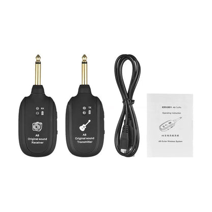 UHF Guitar Wireless System Transmitter Receiver Built-in Rechargeable Built- in Rechargeable wireless guitar transmitter