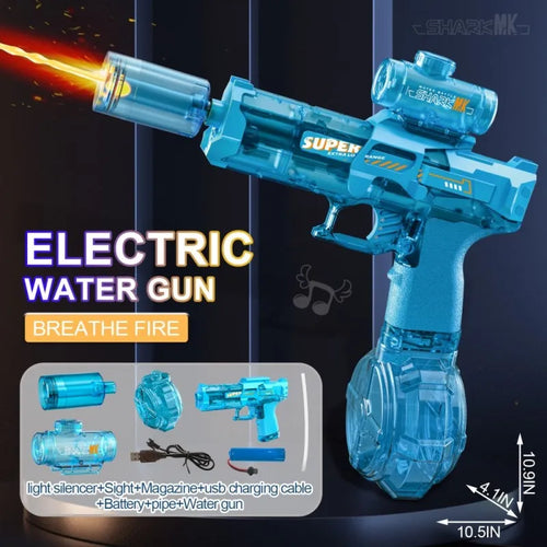 Electric water gun with nozzle flame muzzle automatic spray gun remote